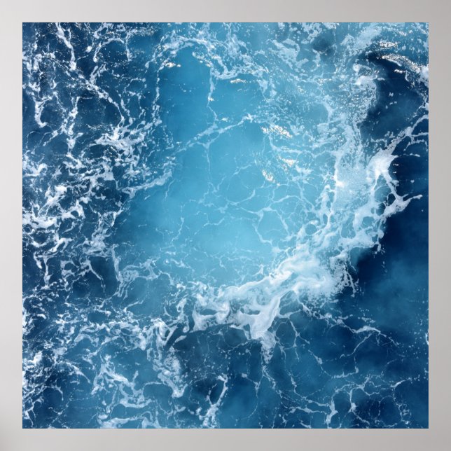 Póster Poster fotográfico de las olas del océano azul pro (Frente)