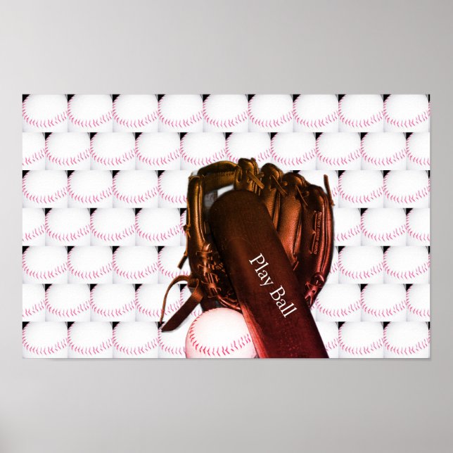 Póster Poster fotográfico Glove de la Batalla de Béisbol (Frente)