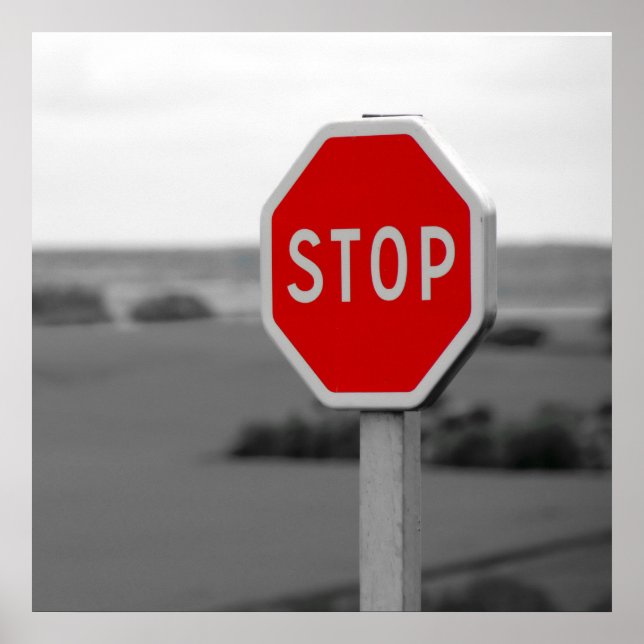 Póster Poster fotográfico Minimalista del Rótulo Red Stop (Frente)