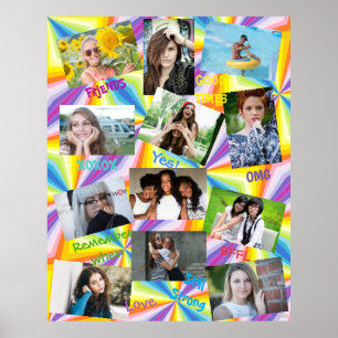 Póster Poster fotográfico psicodélico tema de los amigos