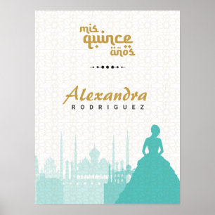 Póster Poster fotográfico Turquoise & Gold Arabian Quince