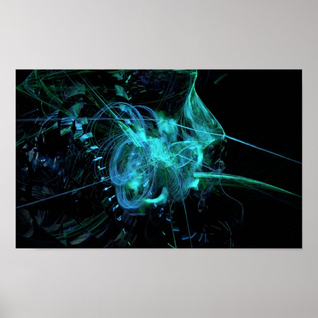 Póster Poster fractal azul-verde (Frente)