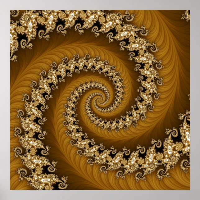 Póster Poster fractal de doble espiral dorada (Frente)
