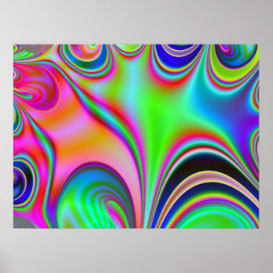 Póster Poster fractal hippie arcoiris