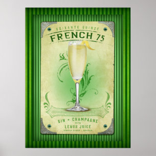 Póster Poster francés 75 Cocktail Vintage New Orleans