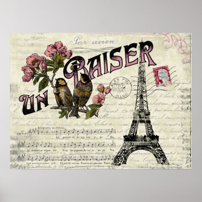 Póster Poster francés de amor vintage (Frente)