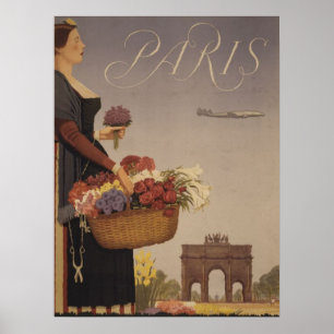 Póster Poster francés de ciclismo de época de París