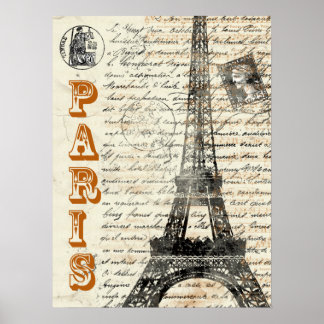 Póster Poster francés Eiffel Tower Vintage