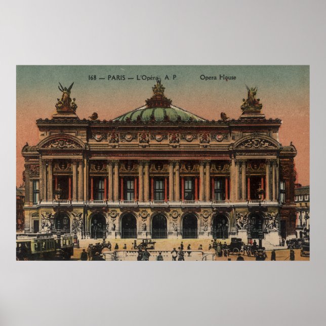 Póster Poster francés vintage - Opera House Paris Francia (Frente)
