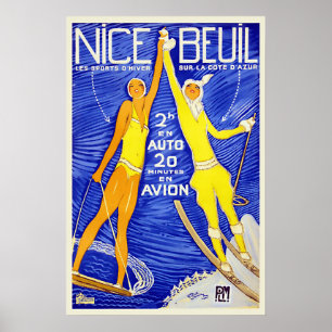 Póster Poster Francia Riviera del viaje del vintage Niza