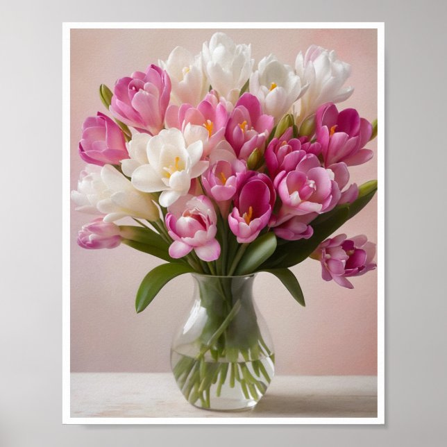 Póster Poster Fresca Freesia Flor decorada en un estilo d (Frente)