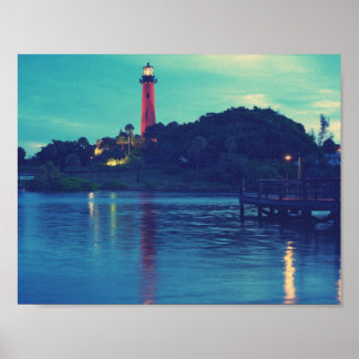 Póster poster fresco de puesta de sol en el faro