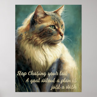 Póster Poster Gato inspirador Con Cita De Productividad