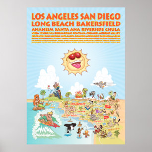 Póster Poster gigante de ciudades del sur de California