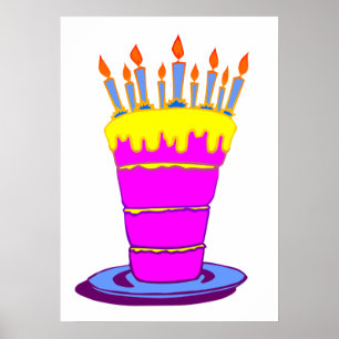 Póster Poster Gigante de Pastel de Cumpleaños Rosado