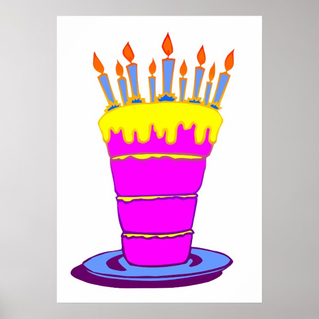Póster Poster Gigante de Pastel de Cumpleaños Rosado (Frente)