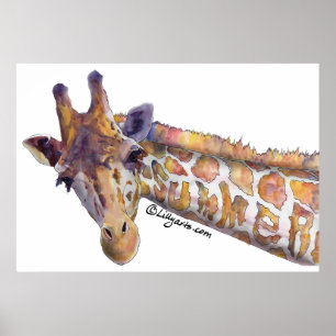 Póster Poster Giraffe Summer Watercolor