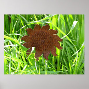Póster Poster - Girasol de hierro en hierba