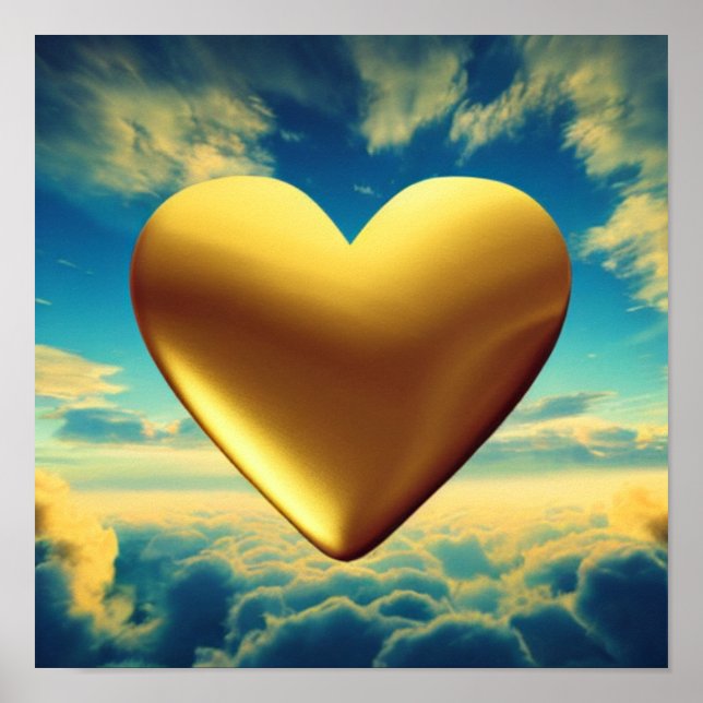 Póster Poster Gold Heart at Sunrise (Frente)