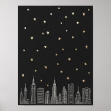 Poster Gold NYC Skyline I
