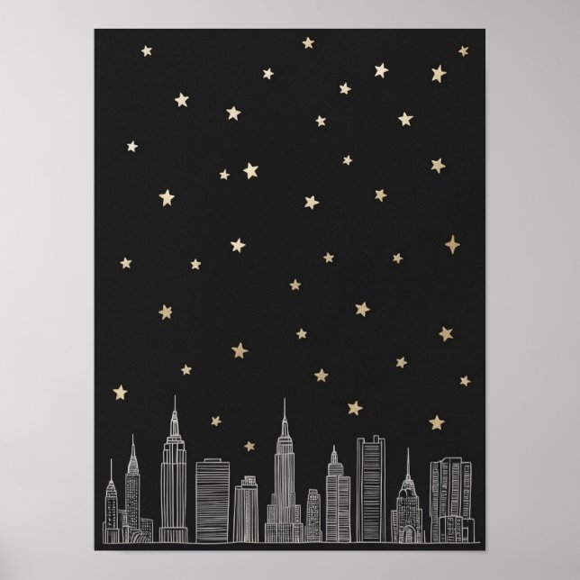 Póster Poster Gold NYC Skyline I (Frente)