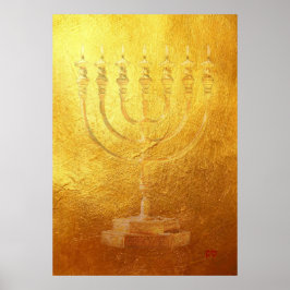 Póster Poster Golden Menorah Judaica