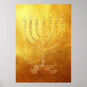 Póster Poster Golden Menorah Judaica