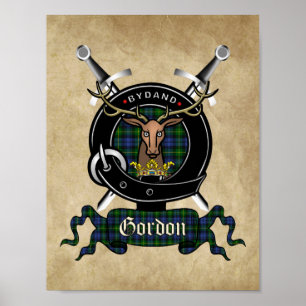 Póster Poster Gordon Clan Badge & Tartan 8.5x11