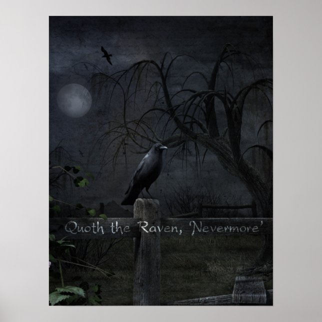 Póster poster gótico "Quoth the Raven, 'Nevermore'" (Frente)