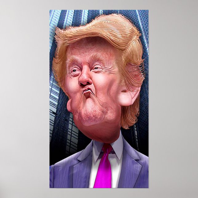 Póster Poster gracioso con caricatura de Donald Trump (Frente)