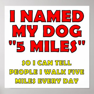 Póster Poster gracioso de perro de cinco millas