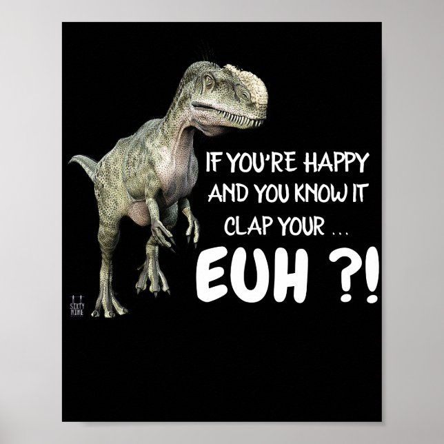Póster poster gracioso "feliz dinosaurio" (Frente)