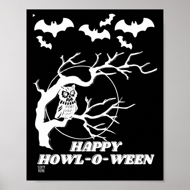 Póster poster gracioso "HAPPY HOWL-O-WEEN" (Frente)