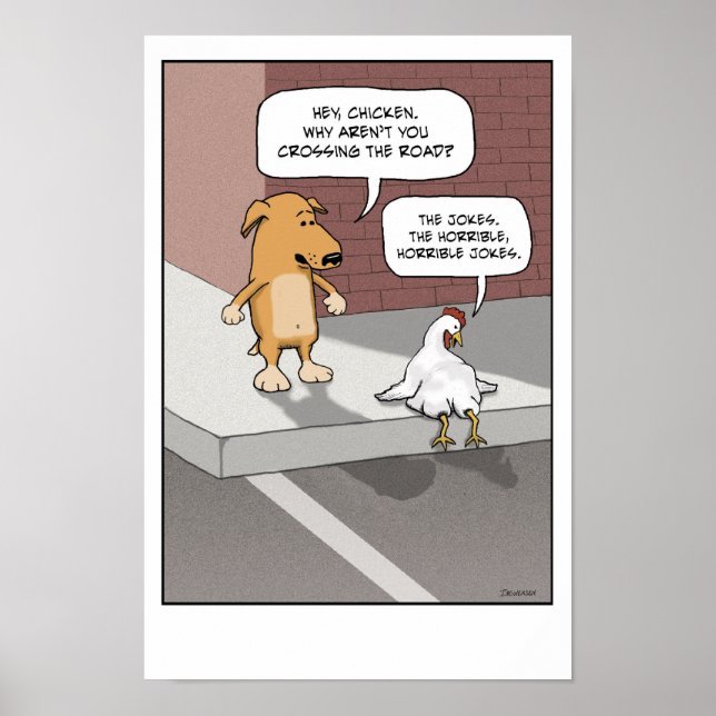 Póster Poster gracioso: Perro y pollo (Frente)