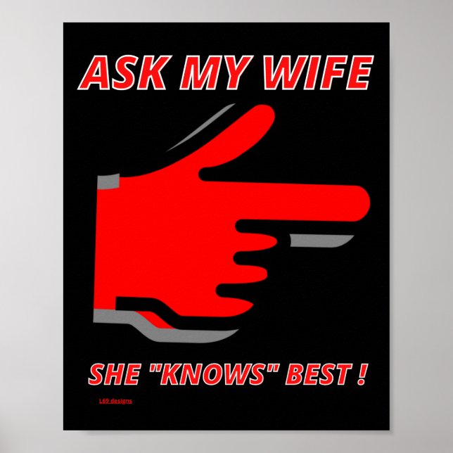 Póster poster gracioso: "PIDE A MI ESPOSA..." (Frente)