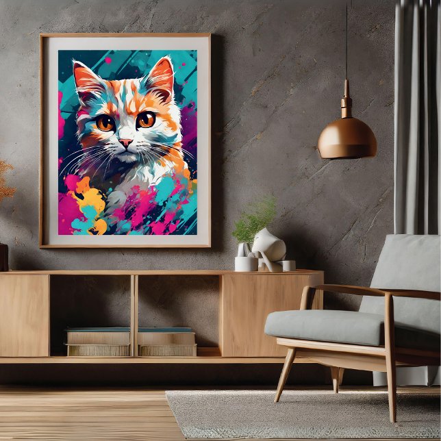 Póster Poster Graffiti Moderno estilo Graffiti (Modern Graffiti Style Cat Poster)