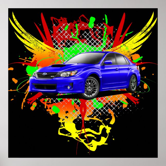 Póster poster gráfico azul de WRX Impreza 2011 (Frente)