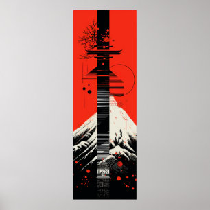 Póster Poster gráfico de letras japonesas