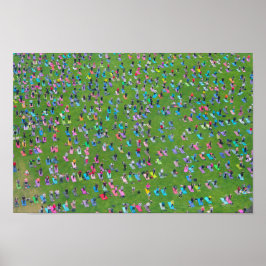 Póster Poster - Gran grupo de gente haciendo yoga