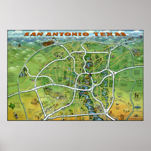 Póster Poster grande de San Antonio Texas