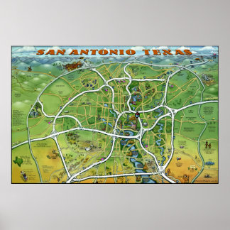 Póster Poster grande de San Antonio Texas