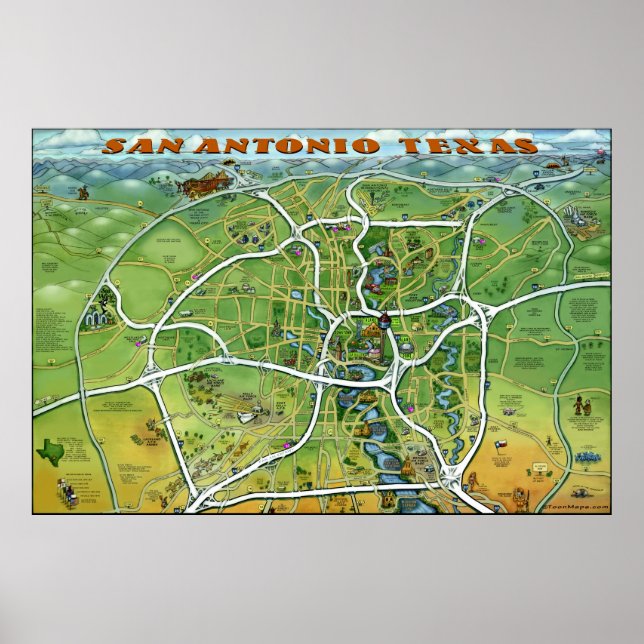 Póster Poster grande de San Antonio Texas (Frente)