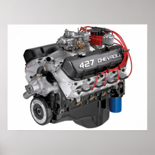 Póster Poster grande del motor del bloque de 427 Chevy