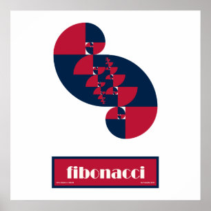 Póster Poster grande Fibonacci rojo blanco y azul II