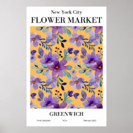 Póster Poster Greenwich del mercado de flores de Nueva Yo