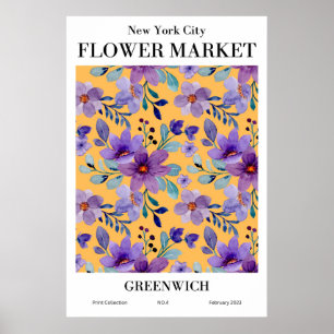 Póster Poster Greenwich del mercado de flores de Nueva Yo