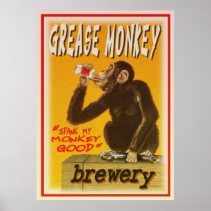 Póster poster grese de la cervecería del mono
