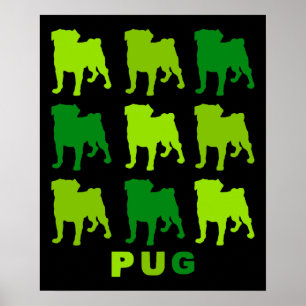 Póster Poster Groovy Green Pugs