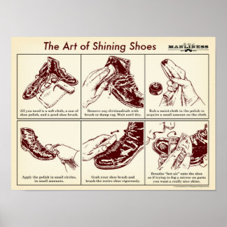 Póster Poster guía ilustrado de cómo limpiar los zapatos