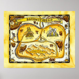 Póster Poster Halloween Mapa de Halloween